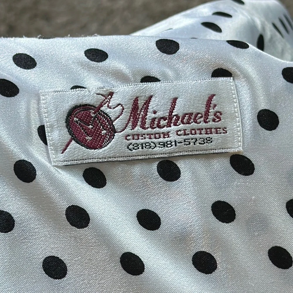 Michael's Custom Clothes White/Black  Polka Dot Silk Night Shirt Size XL NC0133
